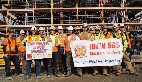 IBEW 595 Electrical Workers at jobsite